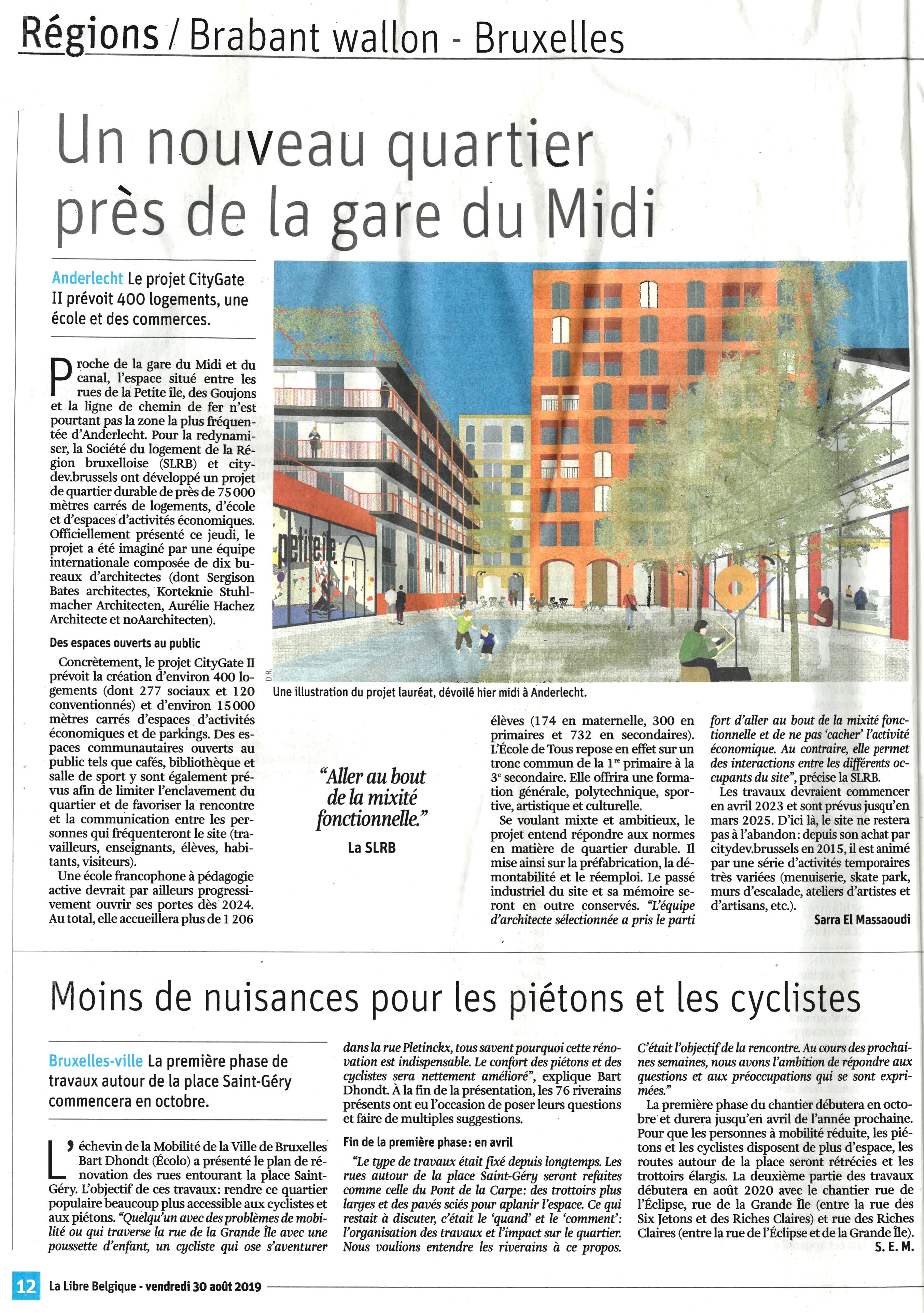 La Libre Belgique 30.08.2019 - Un nouveau quartier près de la gare du Midi