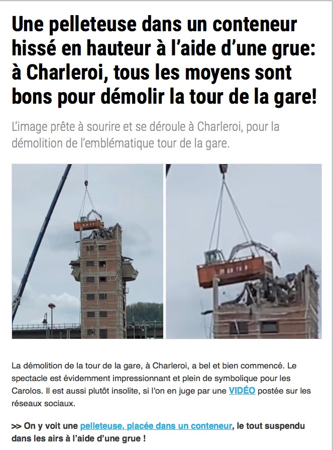 Chantier de démolition à Charleroi